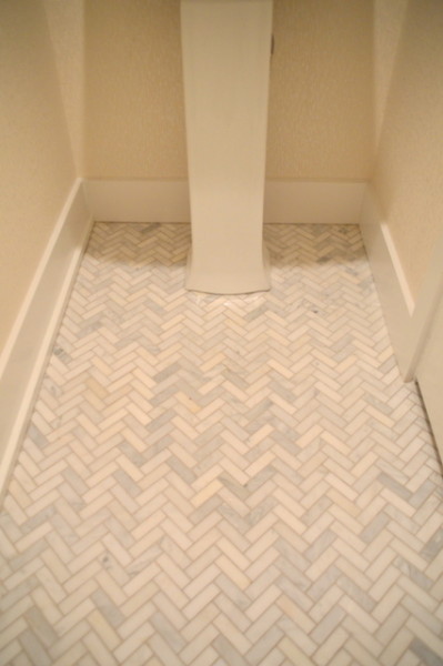 Herringbone marble floors