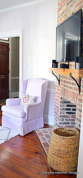 Reupholstered chair in lilac