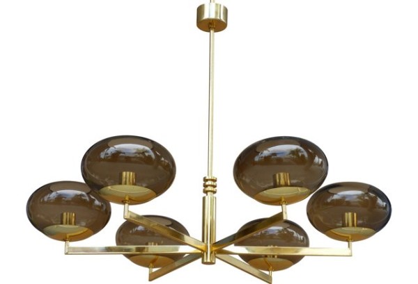 Brass modenist chandelier