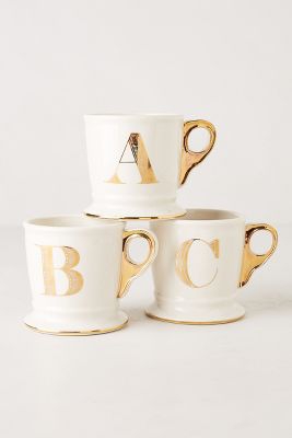 Gold monogram mug