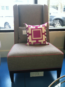 Grey Chair with Pink Pillow