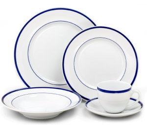 Williams-Sonoma Brasserie Blue-Banded Porcelain Dinner Plates