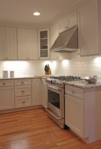 White subway tile & range