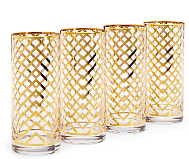 GOLD CHEVRON GLASSWARE