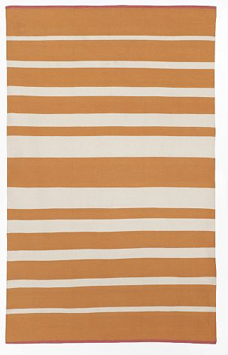 Gradated-Stripe Cotton Rug -Tangerine