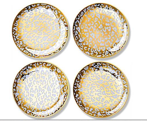  Gold Leopard Appetizer Plates               GOLD LEOPARD APPETIZER PLATES