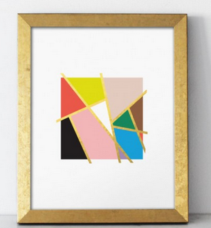 MONDRIAN LOVE PRINT, GOLD FOIL