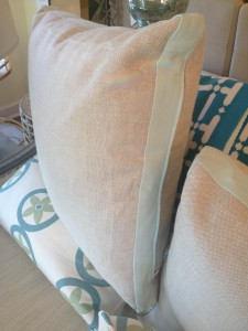 Linen Pillow with Turquoise Trim