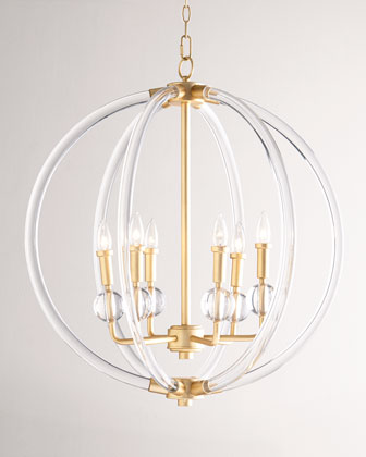 lucite six light pendant